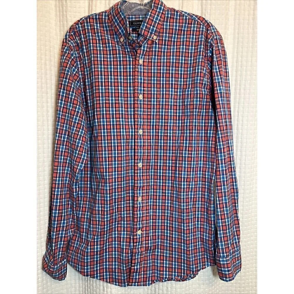 Crown And Ivy Men's Long Sleeve Button Up Dress Shirt Size Small Blue Coral U3